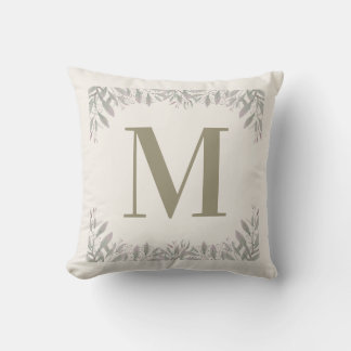 Angepasstes Monogramm mit eleganter botanischer Gr Kissen