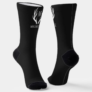 Angepasstes Monogramm mit Schwarz-weißem Hirschant Socken