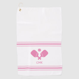 Angepasstes Monogramm Rosa Weißes Pickleball Sweat Golfhandtuch