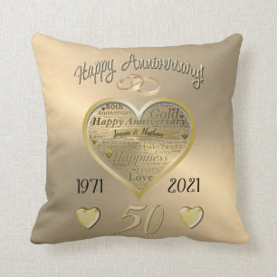 Angepasstes Personalisiert 50. Hochzeitstag Kissen