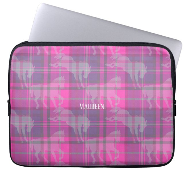 Angepasstes, pinkfarbenes lila Pferdeschwanzherz Laptopschutzhülle (Vorderseite)