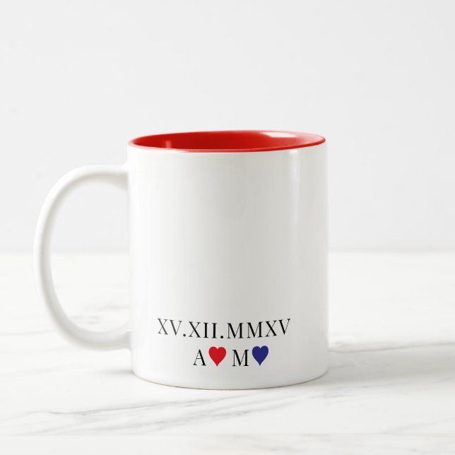 Angepasstes römisches Numerum Zweifarbige Tasse (Links)