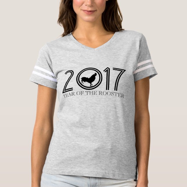Angepasstes Rooster Jahr 2017 - grafisches T-Shirt (Vorderseite)