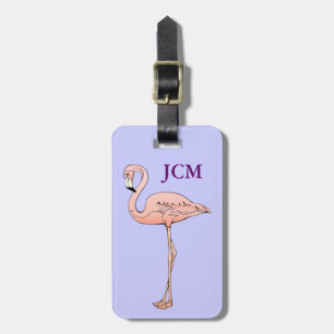 Angepasstes rosa Flamingo-ID-Monogramm Gepäckanhänger