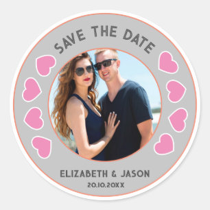 Angepasstes Save the Date Couple Foto Personalisie Runder Aufkleber