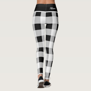 Angepasstes, Schwarz-weißes, grau-kariertes Muster Leggings