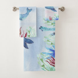 Angepasstes Wasserfarben-Tier Badhandtuch Set