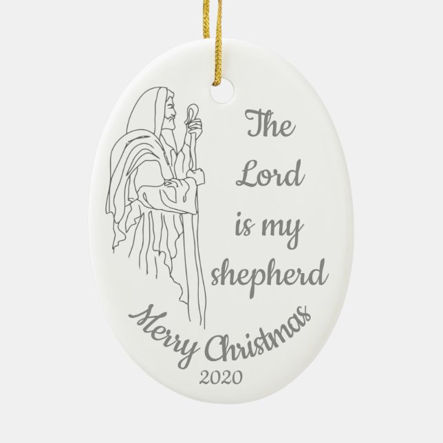 Angepasstes Weihnachten Der Herr ist mein Hirte Keramikornament (Hinten)