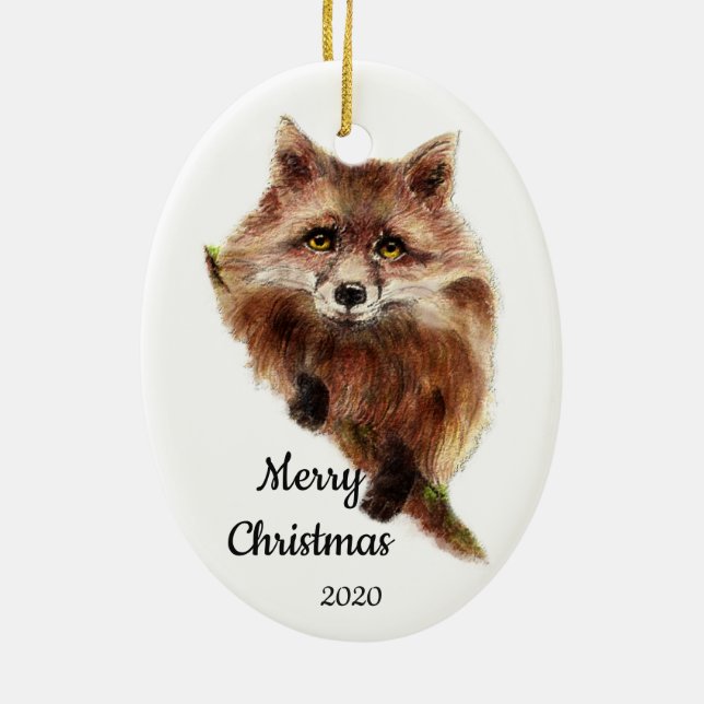 Angepasstes Weihnachts-Niedliches Rotfüßer-Tier Keramikornament (Hinten)