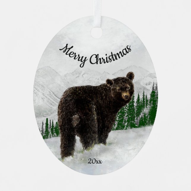 Angepasstes Weihnachtsschwarzbärtier Ornament Aus Metall (Vorderseite)