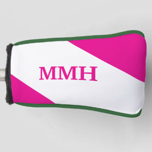 Angepasstes weißes, heiß rosa grünes Monogramm Put Golf Headcover