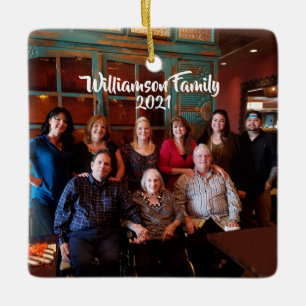 Angepasstes zweiseitiges Foto für die Familie Weiß Keramikornament