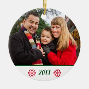 Angepasstes zweiseitiges Foto Snowflake Weihnachte Keramik Ornament