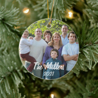 Angepasstes zweiseitiges Foto Weihnachten Keramik Ornament