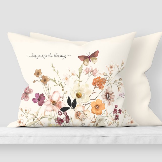 Angepresste Wildblumen Kerncreme Kissenbezug (Pressed Wildflowers Cottagecore Cream Custom Pillow Case)