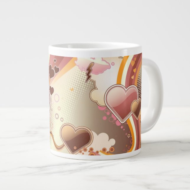 Angeredeter Entwurfshintergrund Jumbo-Tasse (Vorderseite Rechts)