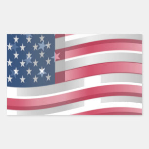 Angereicherte USA-Flagge: Wellige geschichtete Des Rechteckiger Aufkleber