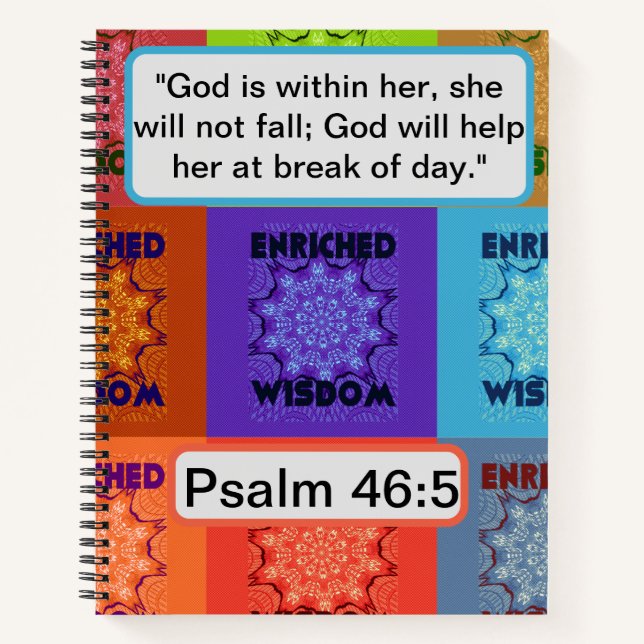Angereifte Weisheit: Psalm 46:5 Pop Kunst, Kristal Notizbuch (Vorderseite)