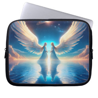 Anges jumeaux dans l'univers sur un sac électroniq