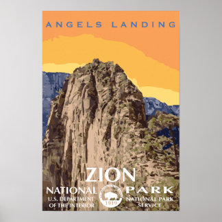 Anges Landing Zion National Park Affiche de voyage