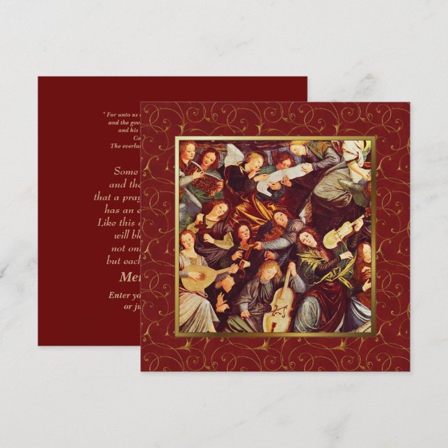 Anges musiciens. Cartes de Noël Plat Art (Devant / Derrière)