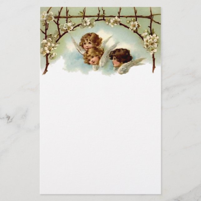 Anges vintages et papeterie de fleurs (Devant)