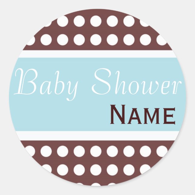 Angesagt-Blue-and-Brown-Baby-Duschkleber Runder Aufkleber (Vorderseite)