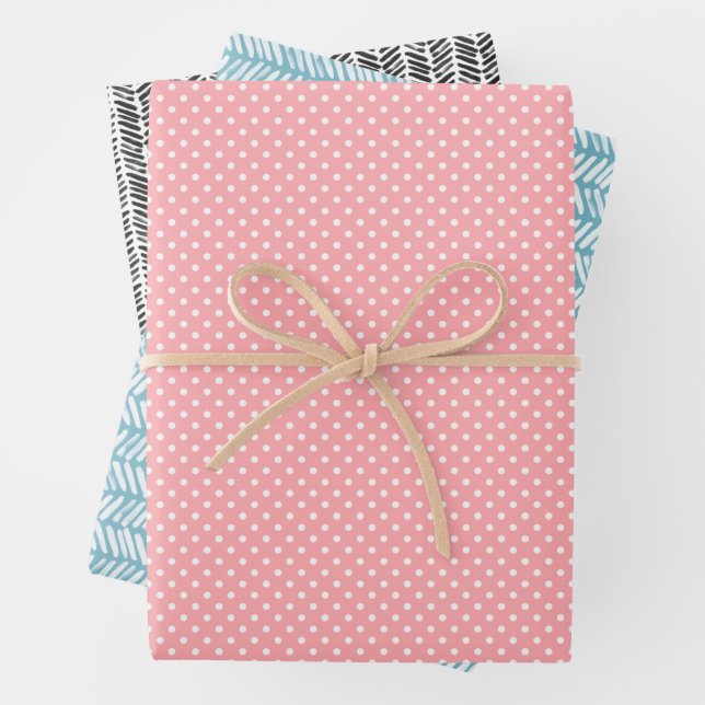 Angesagt Blush Pink Aquamarin Schwarz-weiß Abstrak Geschenkpapier Set (Beispiel)