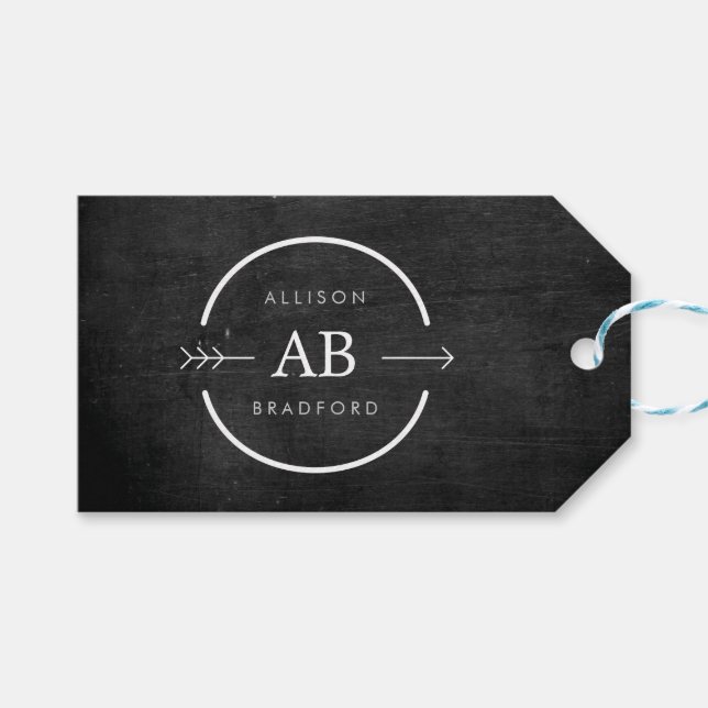 ANGESAGT- & EDGY-MONOGRAM-LOGO mit ARROW auf SCHWA Geschenkanhänger (Vorderseite (Horizontal))