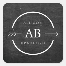 ANGESAGT- & EDGY-MONOGRAM-LOGO mit ARROW auf SCHWA Quadratischer Aufkleber