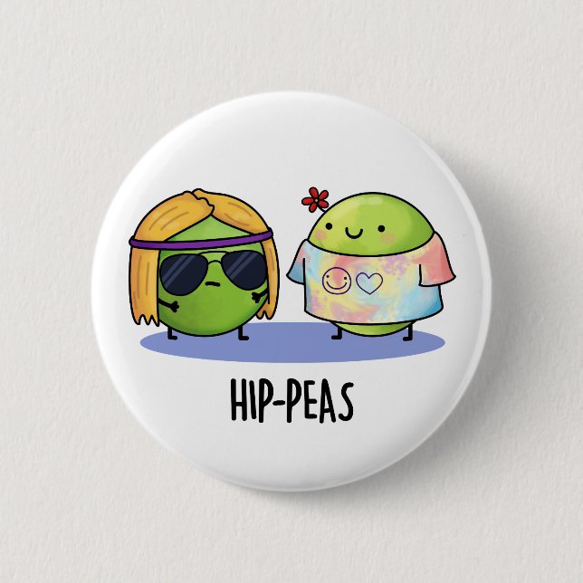 Angesagt-erbse Funny Hippie Peas Pun Button (Vorderseite)