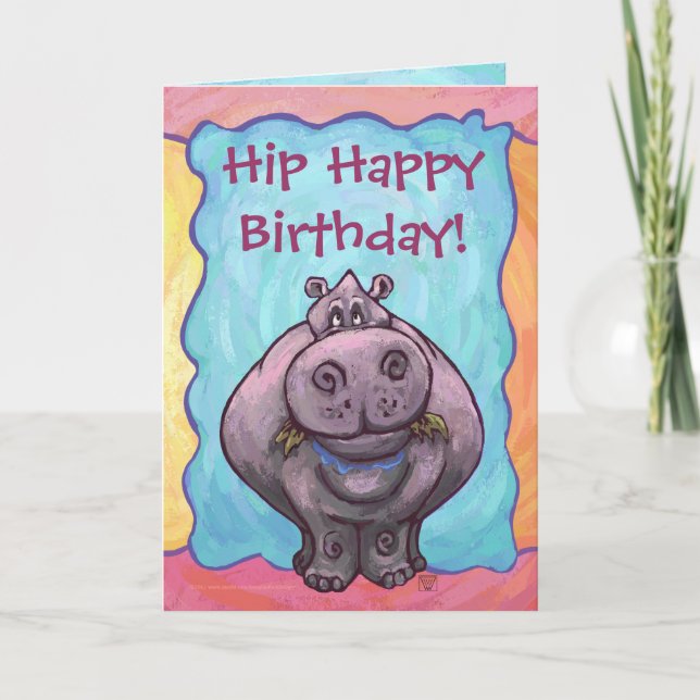 Angesagt Happy Hippopotamus Geburtstag Karte (Vorderseite)