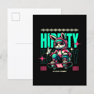 Angesagt-Hop-Hoppity - Skater Bunny Oster Einladungspostkarte