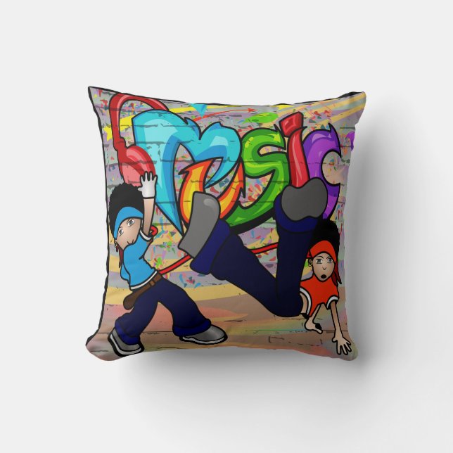 Angesagt - Hop Kids tanzen Graffiti-Wand Hintergru Kissen (Vorderseite)
