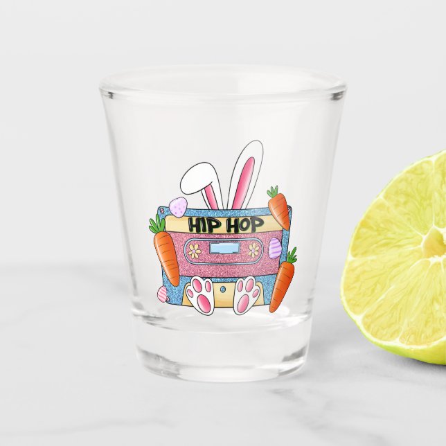 Angesagt-Hop Ostergeblasenes Mixtape - Retro Casse Schnapsglas (Vorderseite)