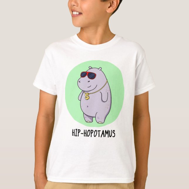Angesagt-Hopotamus Funny Hippo Pun T-Shirt (Vorderseite)