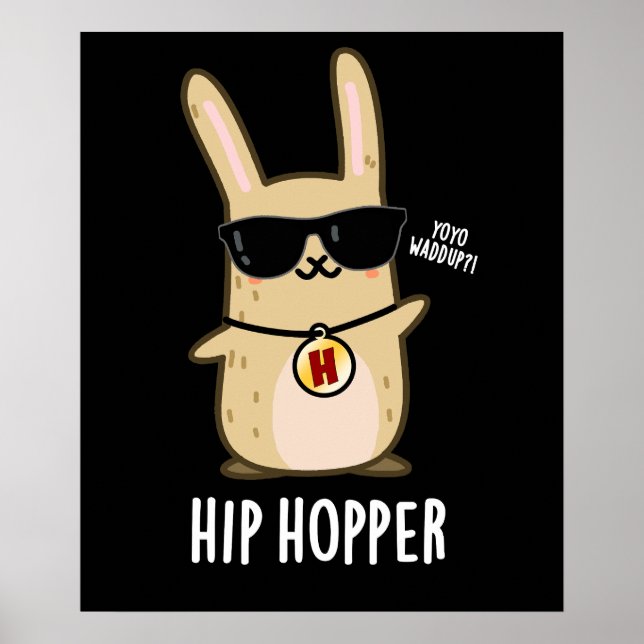 Angesagt Hopper Funny Bunny Rabbit Puck Dark BG Poster (Vorne)