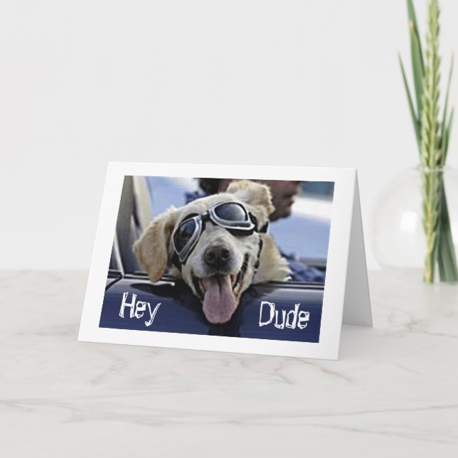 ANGESAGT HUND SAGT: "HEY TYP HAT EINEN COOLEN GEBU KARTE (Vorderseite)