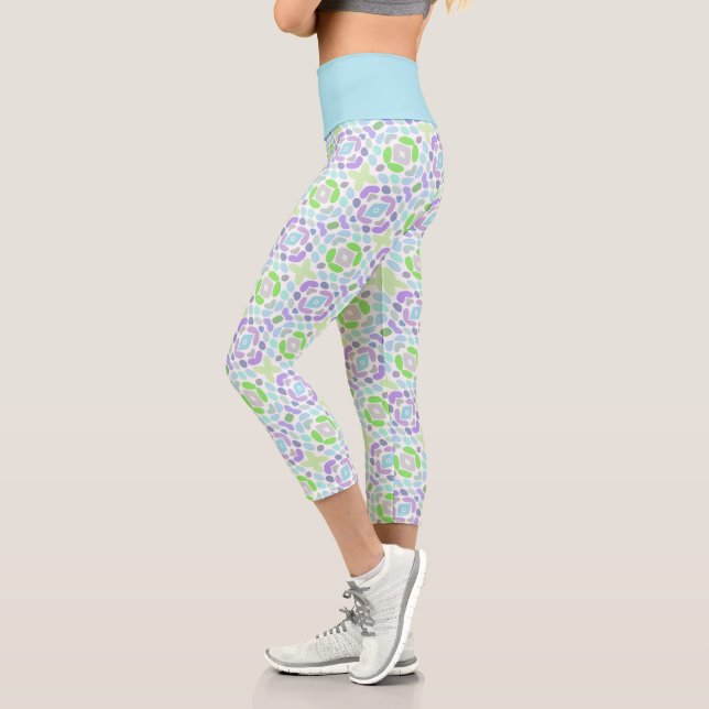 Angesagt Light Blue Pink Lila Lime Green Tribal Ar Capri Leggings (Links)