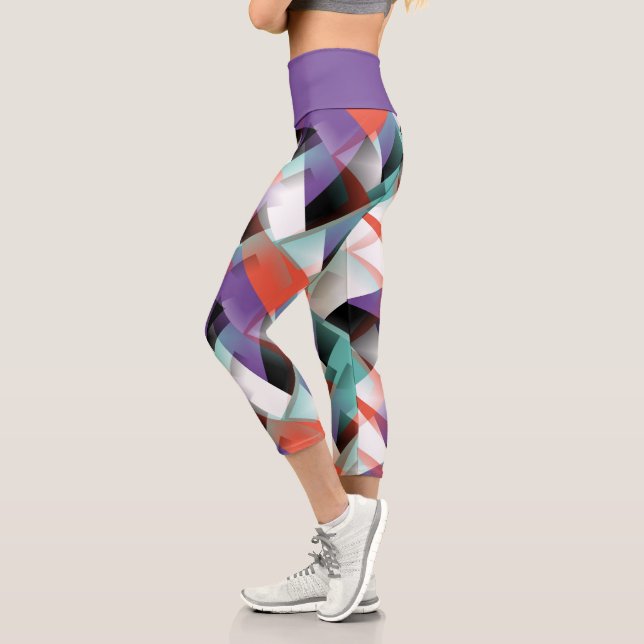 Angesagt Modernes Abstraktes Mosaikkunstmuster Capri Leggings (Links)