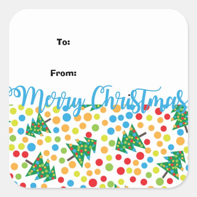 Angesagt Polka Dot Weihnachtsbaum Geschenkartikel  Quadratischer Aufkleber (Vorderseite)