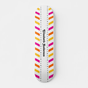 Angesagt rosa orange und gelbe Zickzack Streifen Skateboard