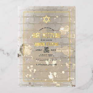 Angesagt Street Urban Bat Mitzvah Foil Einladung