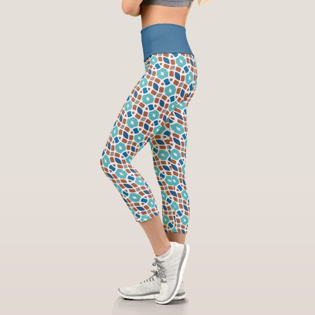 Angesagt Türkis Grün Blau Braun Orientalische Stam Capri Leggings (Links)
