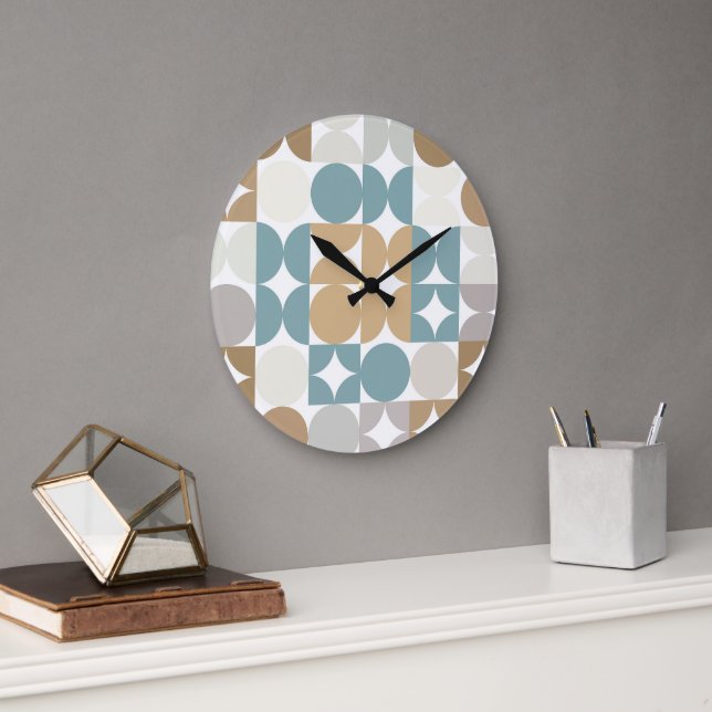 Angesagte Abstrakte Halbkreise Industrielle Fusion Große Wanduhr (Büro)