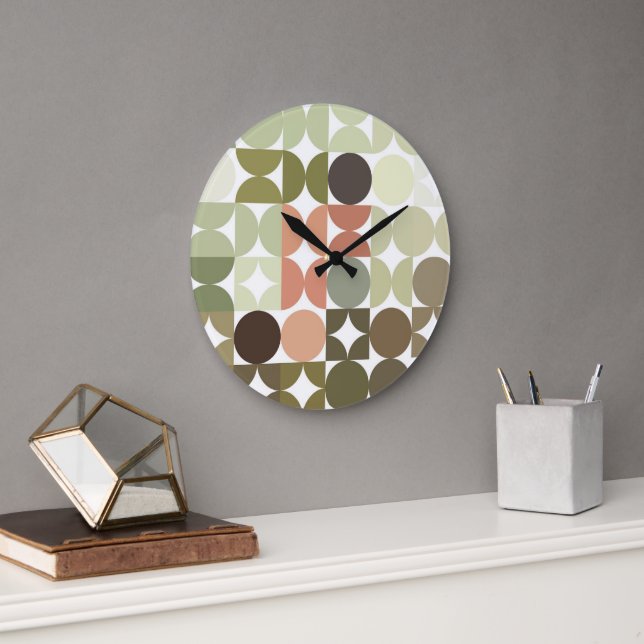 Angesagte Abstrakte Halbkreise Industrielle Fusion Große Wanduhr (Büro)