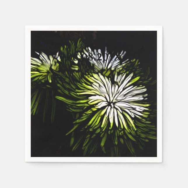 Angesagte böhmisch-grüne Chrysanthemum Hochzeit Serviette (Vorderseite)