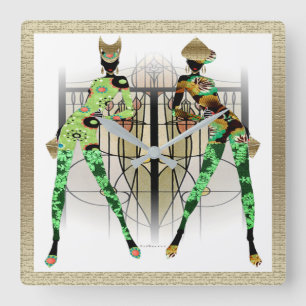 Angesagte Hopfendschungel-Mode Quadratische Wanduhr