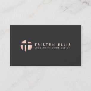 Angesagte moderne Retro-Rose Gold Monogram Designe Visitenkarte