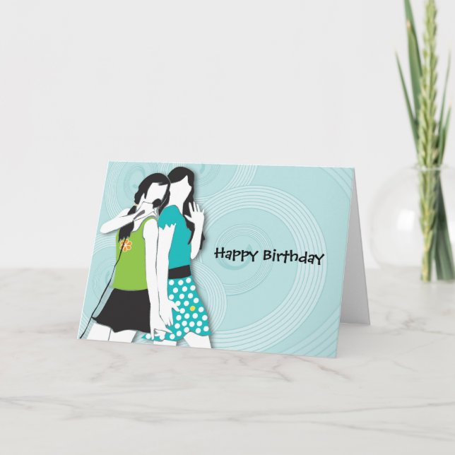 Angesagte singende Mädchen Karte (Vorderseite)